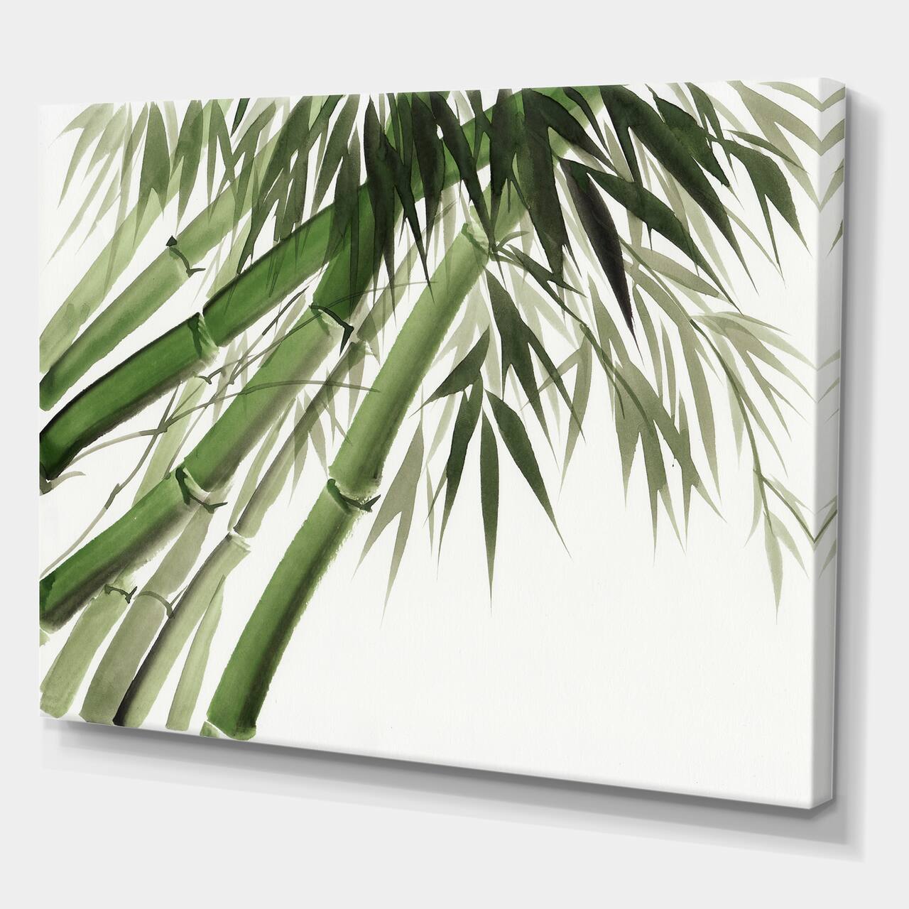 Designart - Vintage Dark Green Bamboo - Traditional Canvas Wall Art Print